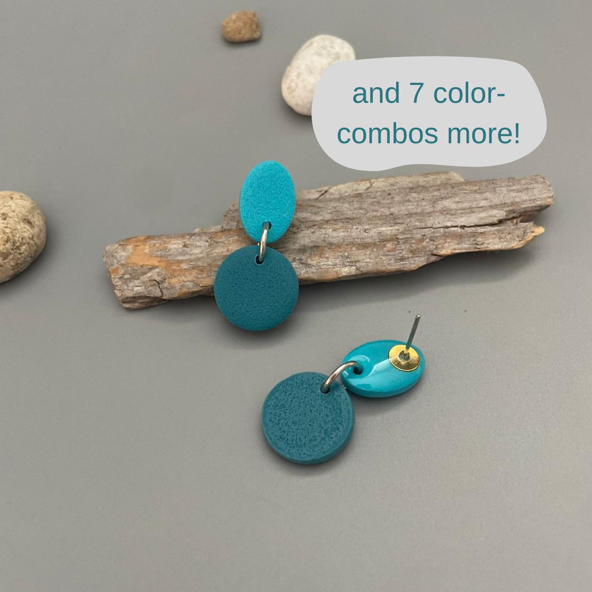 Small Stud Earrings Turquoise & Petrol Blue Polymer Clay Earring Round Dainty Vibrant Design Jewelry Gift For Outfit Small Stud Earrings Turquoise & Petrol Blue Polymer Clay Earring Round Dainty Vibrant Design Jewelry Gift For Outfit von WowLookAtYou