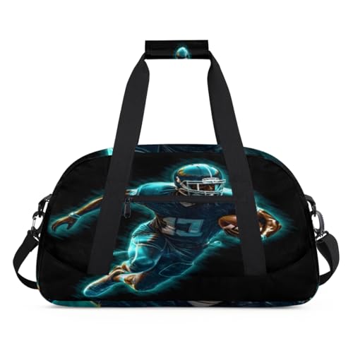 3D America Football Player Sport Kinder Duffel Taschen für Mädchen Jungen, Übernachtung Weekender Reisetasche 24L Sport Gym Duffel Bag Praxis Tote Tragetasche, farbe, (24L) UK, Taschen-Organizer von WowPrint