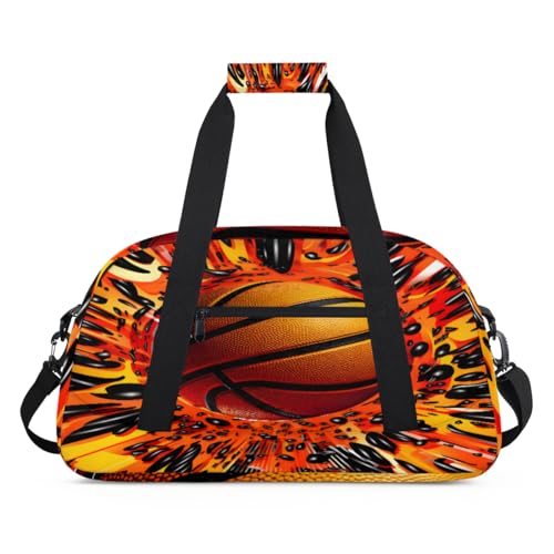 3D Basketball Sport Ball Kinder Duffel Taschen für Mädchen Jungen, Übernachtung Weekender Reisetasche 24L Sport Gym Duffel Bag Praxis Tote Tragetasche, farbe, (24L) UK, Taschen-Organizer von WowPrint