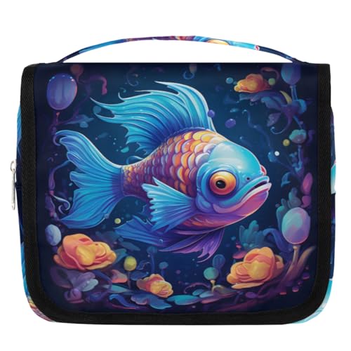 3D-Kulturbeutel mit Tiermotiven, Fischmotiv, für Damen, Herren, Kinder, Mädchen, Jungen, Make-up-Kosmetiktasche, hängende Kulturbeutel, Kulturbeutel, Organizer, Duschtasche, farbe, 4.5 L, von WowPrint