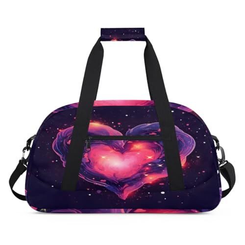 Abstrakte Herz Galaxy Kinder Duffel Taschen für Mädchen Jungen, Übernachtung Weekender Reisetasche 24L Sport Gym Duffel Bag Praxis Tote Tragetasche, farbe, (24L) UK, Taschen-Organizer von WowPrint