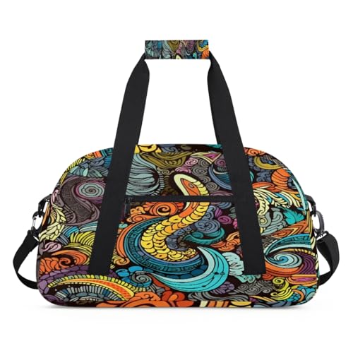 Abstrakte Kunst Blume Floral Kinder Duffel Taschen für Mädchen Jungen, Übernachtung Weekender Reisetasche 24L Sport Gym Duffel Bag Praxis Tote Tragetasche, farbe, (24L) UK, Taschen-Organizer von WowPrint