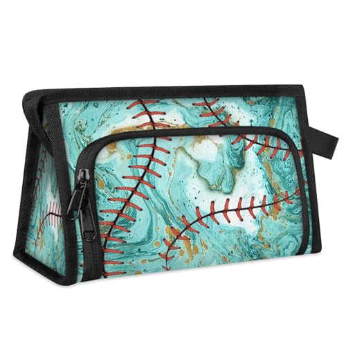 Abstrakte Marmor Softball Reise Make-up Tasche für Frauen Männer Kinder Mädchen Jungen Softball Sport Multifunktionale Waschen Beutel Kulturbeutel Kosmetiktasche Dusche Tasche Organizer, farbe, L, von WowPrint