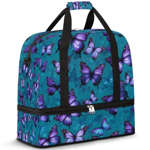 Animal Butterflies Butterfly Travel Duffle Bag for Women Men Weekend Overnight Bags Foldable Wet Separated 47L Tote Bag for Sports Gym Yoga, farbe, 47L, Taschen-Organizer von WowPrint