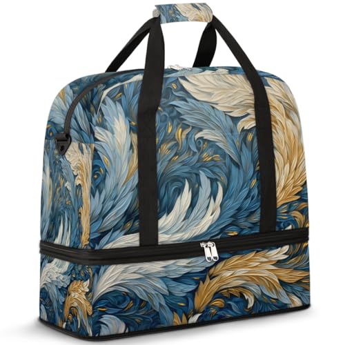 Art Birds Feather Travel Duffle Bag for Women Men Weekend Overnight Bags Foldable Wet Separated 47L Tote Bag for Sports Gym Yoga, farbe, 47L, Taschen-Organizer von WowPrint