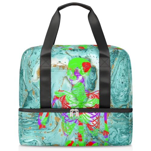 Art Color Marble Sports Duffle Bag for Women Men Boys Kirls Marble Goth Skull Weekend Overnight Bags Wet Separated 21 L Tote Bag for Travel Gym Yoga, farbe, 21L, Taschen-Organizer von WowPrint