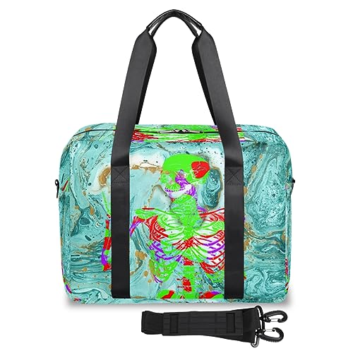 Art Color Marble Travel Duffle Bag for Women Men Marble Goth Skull Weekend Overnight Bags 32 L Large Holdall Tote Cabin Bag for Sports Gym Yoga, farbe, 32 L, Taschen-Organizer von WowPrint