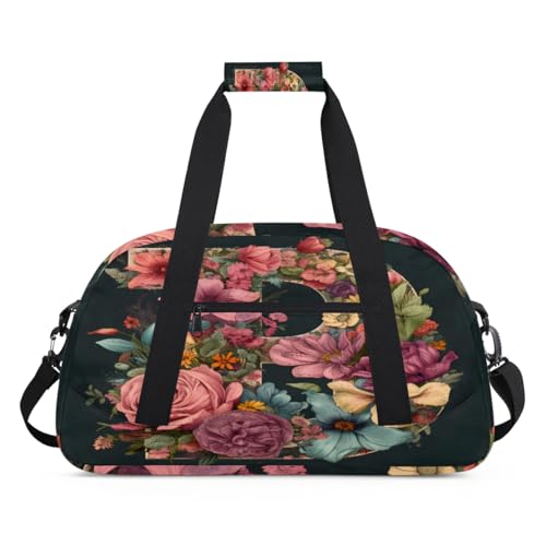 Art Flower Letter B Kinder Duffel Taschen für Mädchen Jungen, Übernachtung Weekender Reisetasche 24L Sport Gym Duffel Bag Praxis Tote Tragetasche, farbe, (24L) UK, Taschen-Organizer von WowPrint