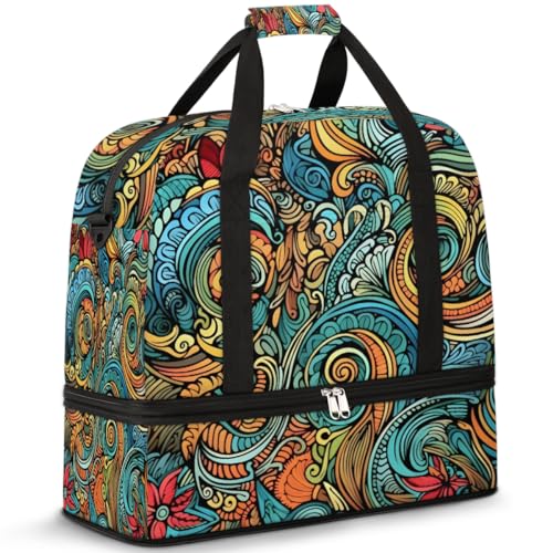 Art Flower Travel Duffle Bag for Women Men Weekend Overnight Bags Foldable Wet Separated 47L Tote Bag for Sports Gym Yoga, farbe, 47L, Taschen-Organizer von WowPrint