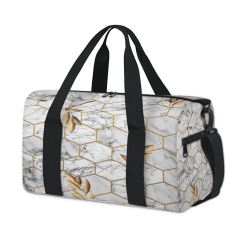 Art Marble Rhombus Leaves Sport Duffel Bag for Kids Girls Boys Women Men Overnight Weekender Travel Bag Tote Carry Gym Casual Duffel Bags von WowPrint