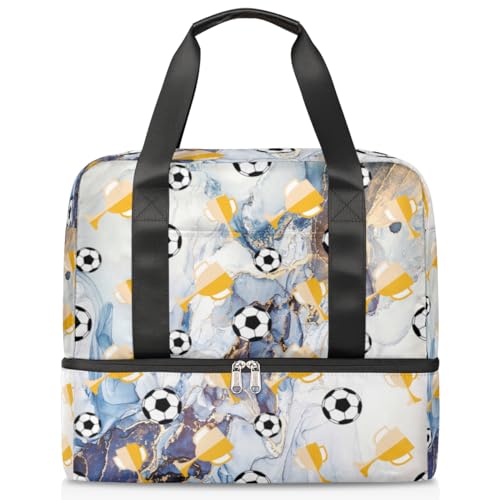 Art Marble Sports Duffle Bag for Women Men Boys Kirls Football Trophy Marble Weekend Overnight Bags Wet Separated 21L Tote Bag for Travel Gym Yoga, farbe, 21L, Taschen-Organizer von WowPrint