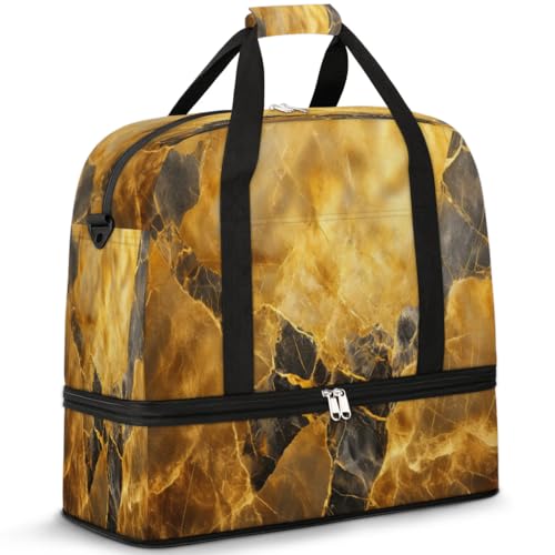 Art Marble Texture Travel Duffle Bag for Women Men Weekend Overnight Bags Foldable Wet Separated 47L Tote Bag for Sports Gym Yoga, farbe, 47 L, Taschen-Organizer von WowPrint