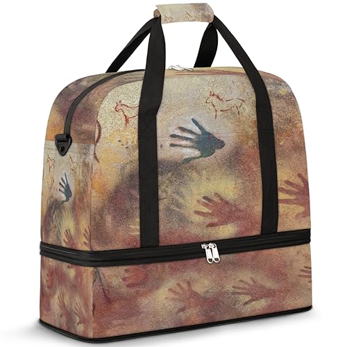 Art Painting Hand Travel Duffle Bag for Women Men Hand Weekend Overnight Bags Foldable Wet Separated 47L Tote Bag for Sports Gym Yoga, farbe, 47 L, Taschen-Organizer von WowPrint