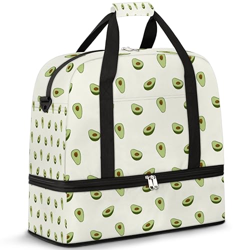 Avocado Muster Reise Duffle Bag für Damen Herren Avocado Print Wochenende Übernachtung Taschen Faltbare Nass Getrennt 47L Tragetasche für Sport Gym Yoga, farbe, 47 L, Taschen-Organizer von WowPrint