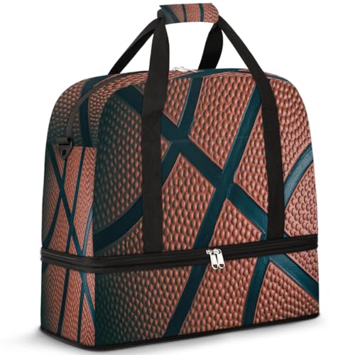 Basketball Muster Reise Duffle Bag für Damen Herren Wochenende Übernachtung Taschen Faltbar Nass Getrennt 47L Tragetasche für Sport Gym Yoga, farbe, 47L, Taschen-Organizer von WowPrint