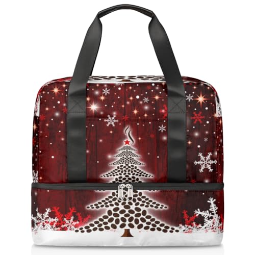 Baum mit Schneeflocke Sport Duffle Bag für Damen Herren Jungen Kirls Baum Weihnachten Wochenende Übernachtung Taschen Nass Getrennt 21L Tragetasche für Reisen Gym Yoga, farbe, 21L, Taschen-Organizer von WowPrint