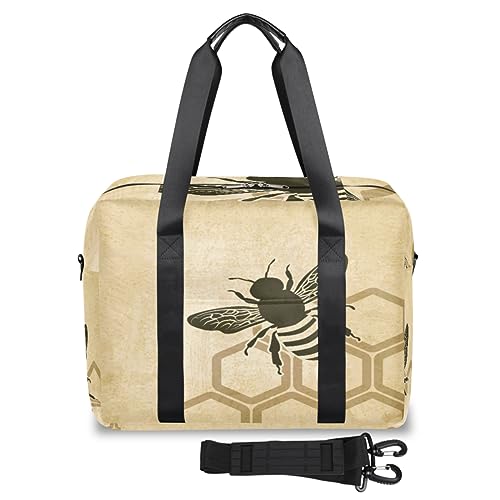 Bee Old Honeycomb Hive Reisetasche für Damen und Herren, Honigbiene, Wochenende, Übernachtungstaschen, 32 l, große Reisetasche, Tragetasche für Sport, Fitnessstudio, Yoga, farbe, 32 L, von WowPrint