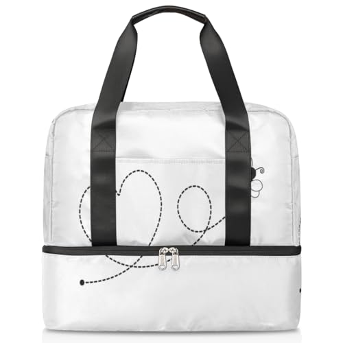 Bee Sports Duffle Bag für Damen Herren Jungen Kirls Bee Hearts Weekend Overnight Bags Wet Separated 21L Tote Bag for Travel Gym Yoga, farbe, 21L, Taschen-Organizer von WowPrint