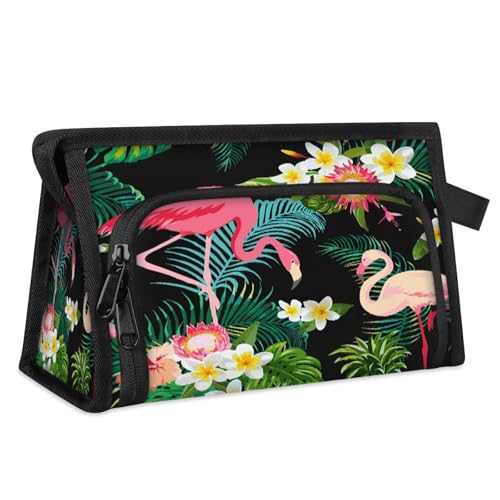Blume Flamingo Tropische Reise Make-up Tasche für Frauen Männer Kinder Mädchen Jungen Tropisches Thema Multifunktions Waschen Beutel Kulturbeutel Kosmetikartikel Dusche Tasche Organizer,, farbe, L, von WowPrint
