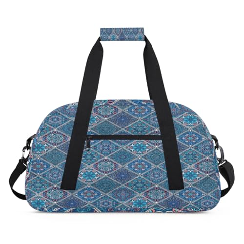 Boho Ethnische Blume Kinder Duffel Taschen für Mädchen Jungen, Mandala Blume Übernachtung Weekender Reisetasche 24L Sport Gym Duffel Bag Praxis Tote Tragetasche, farbe, (24L) UK, Taschen-Organizer von WowPrint