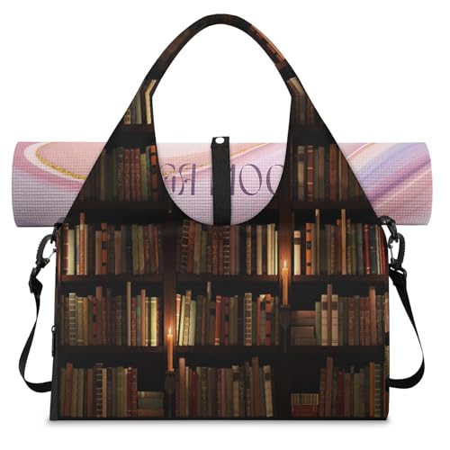 Bücherregal / Sporttasche mit Schuhfach für Bibliothek, Buch, Wochenende, Übernachtung, Tragetasche, Kabinengepäcktasche für Fitnessstudio, Yoga, Reisen, farbe, L, Reisetasche von WowPrint