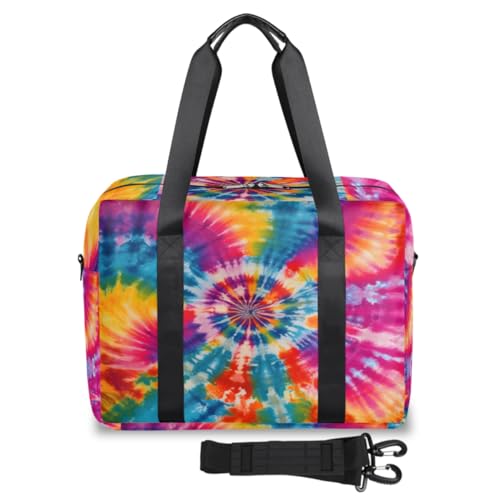 Bunte Art Tie Dye Reisetasche für Damen und Herren, Wochenende, Übernachtungstasche, 32 l, große Reisetasche, Kabinentasche für Sport, Fitnessstudio, Yoga, farbe, (32L) UK, Taschen-Organizer von WowPrint