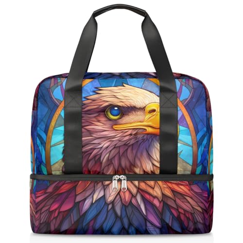 Bunte Eagles Sporttasche für Damen, Herren, Jungen, 21 l, für Wochenende, Übernachtungstaschen, nass getrennte Tragetasche für Reisen, Fitnessstudio, Yoga, farbe, 21L, Taschen-Organizer von WowPrint