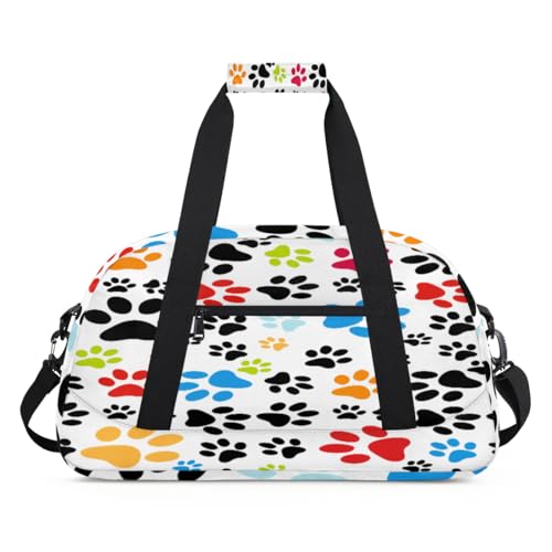 Bunte Fußabdruck-Kinder-Seesäcke für Mädchen und Jungen, bunte Pfotenabdruck-Reisetasche, 24 l, Sporttasche, Sporttasche, Trainings-Tragetasche, farbe, (24L) UK, Taschen-Organizer von WowPrint