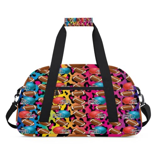 Bunte Leoparden-Fußball-Kinder-Seesäcke für Mädchen und Jungen, USA Fußball Übernachtung Wochenender Reisetasche 24L Sport Gym Duffel Bag Praxis Tote Tragetasche, farbe, (24L) UK, Taschen-Organizer von WowPrint