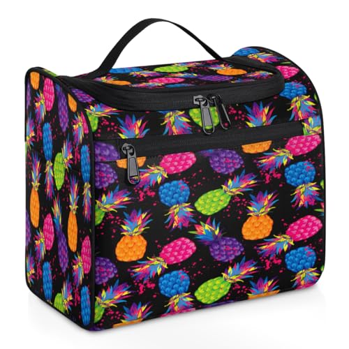 Bunte Reise-Make-up-Tasche für Damen, Herren, Kinder, Mädchen, Jungen, Ananas, tropisch, 11,2 l, Kosmetiktasche, Kulturbeutel, Kulturbeutel, Kulturbeutel, Organizer, Duschtasche, farbe, 11.2L, von WowPrint