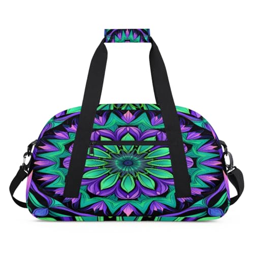 Bunte ethnische Blume Mandala Kinder Duffel Taschen für Mädchen Jungen, Übernachtung Weekender Reisetasche 24L Sport Gym Duffel Bag Praxis Tote Tragetasche, farbe, (24L) UK, Taschen-Organizer von WowPrint