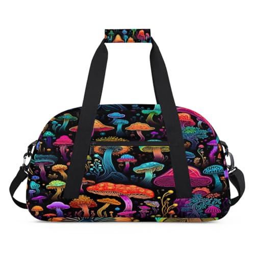 Bunte magische Pilz Kinder Duffel Taschen für Mädchen Jungen, Übernachtung Weekender Reisetasche 24L Sport Gym Duffel Bag Praxis Tote Tragetasche, farbe, (24L) UK, Taschen-Organizer von WowPrint