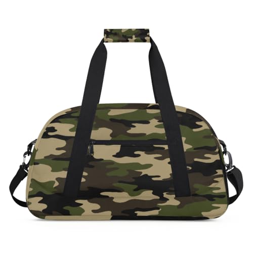 Camou Kinder-Reisetasche für Mädchen und Jungen, Camouflage, für Übernachtung, Wochenend-Reisetasche, 24 l, für Sport, Fitnessstudio, zum Üben, Tragetasche, Grün, farbe, (24L) UK, Taschen-Organizer von WowPrint