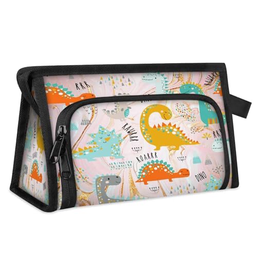 Cartoon Dinosaurier Marmor Reise Kosmetiktasche für Frauen Männer Kinder Mädchen Jungen Dinosaurier Universal Kosmetiktasche Toilettenartikel Organizer Duschtasche, Farbe, L,, farbe, L, von WowPrint