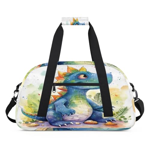 Cartoon Lustige Dinosaurier Kinder Duffel Taschen für Mädchen Jungen, Übernachtung Weekender Reisetasche 24L Sport Gym Duffel Bag Praxis Tote Tragetasche, farbe, (24L) UK, Taschen-Organizer von WowPrint