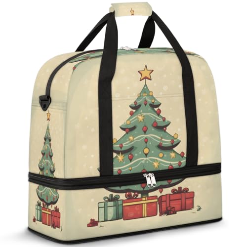 Cartoon Weihnachten Thema Reise Duffle Bag für Frauen Männer Wochenende Übernachtung Taschen Faltbare Nass Getrennt 47L Tragetasche für Sport Gym Yoga, farbe, 47L, Taschen-Organizer von WowPrint