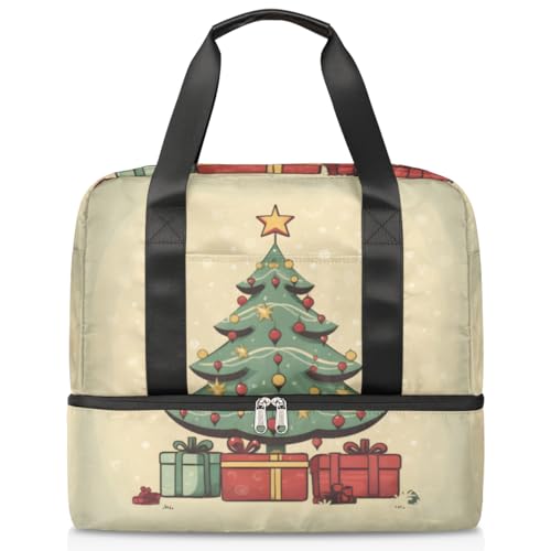 Cartoon Weihnachten Thema Sport Duffle Bag für Damen Herren Jungen Kirls Wochenende Übernachtung Taschen Nass Getrennt 21L Tragetasche für Reisen Gym Yoga, farbe, 21L, Taschen-Organizer von WowPrint