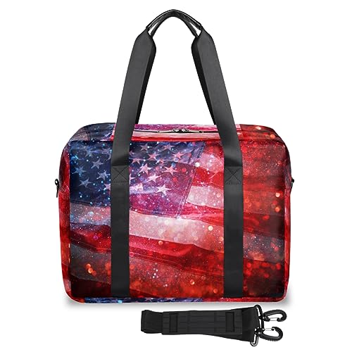 Celebration American Flag Travel Duffle Bag for Women Men Flag Weekend Overnight Bags 32 L Large Holdall Tote Cabin Bag for Sports Gym Yoga, farbe, 32 L, Taschen-Organizer von WowPrint