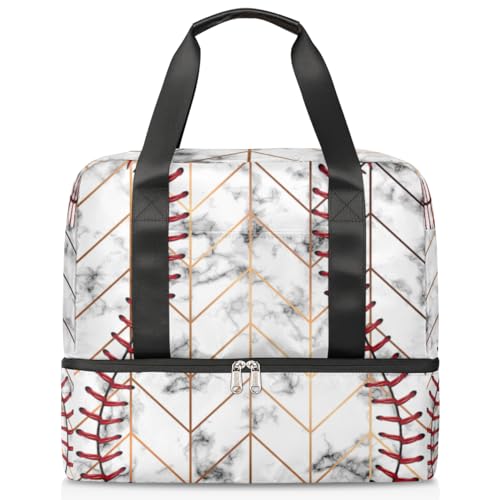 Creativity Baseballs Sport Duffle Bag für Damen Herren Jungen Kirls Baseballs Marmor Wochenende Übernachtung Taschen nass getrennt 21L Tragetasche für Reisen Gym Yoga, farbe, 21L, Taschen-Organizer von WowPrint