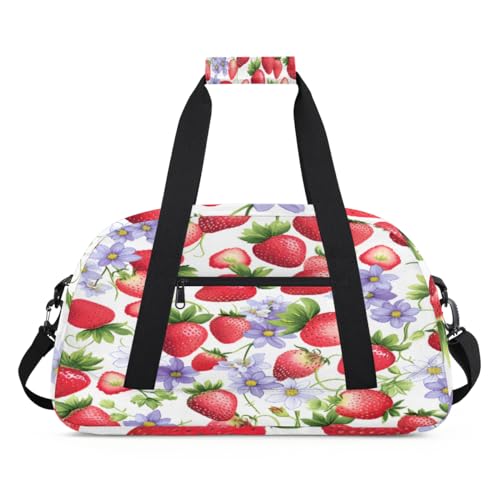 Ctrawberry Flower Cute Kids Duffel Bags for Girls Boys, Overnight Weekender Travel Bag 24L Sport Gym Duffel Bag Practice Tote Carry Bag, farbe, (24L) UK, Taschen-Organizer von WowPrint