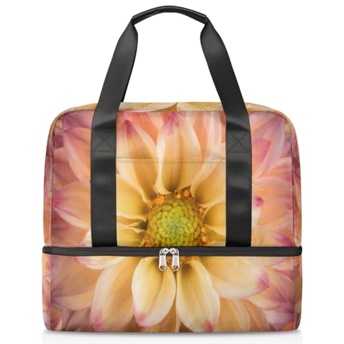 Dahlia Sporttasche mit Blumendruck, für Damen, Herren, Jungen, 21 l, für Wochenende, Übernachtungstaschen, nass, getrennte Tragetasche für Reisen, Fitnessstudio, Yoga, farbe, 21L, Taschen-Organizer von WowPrint