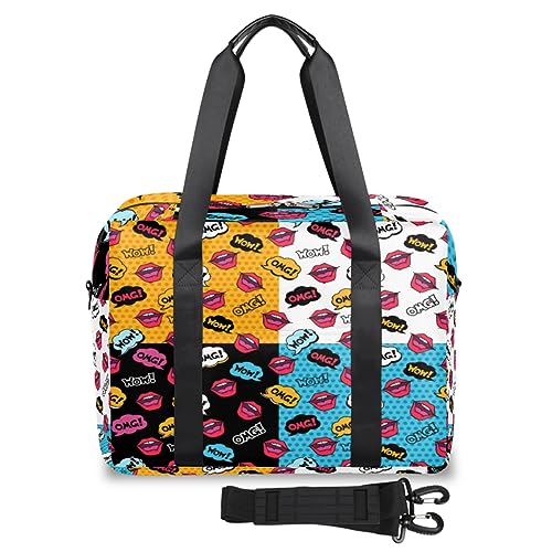 Damen Lips Wow Reisetasche für Damen und Herren, Lippen-Muster, Wochenend-Übernachtungstaschen, 32 l, große Reisetasche, Tragetasche für Sport, Fitnessstudio, Yoga, farbe, 32 L, Taschen-Organizer von WowPrint