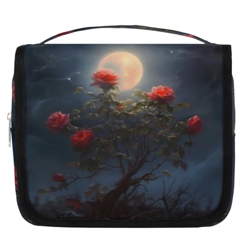 Darkly Magical Moon Flower Reise-Kulturbeutel für Damen, Herren, Kinder, Mädchen, Jungen, Make-up-Kosmetiktasche, hängende Kulturbeutel, Kulturbeutel, Organizer, Duschtasche, farbe, 4.5 L, von WowPrint