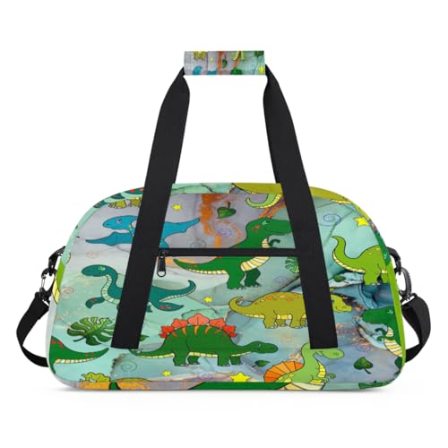 Dinosa Design Marmor Kinder Duffel Taschen für Mädchen Jungen, Dinosa Cartoon Overnight Weekender Reisetasche 24L Sport Gym Duffel Bag Praxis Tote Tragetasche, farbe, (24L) UK, Taschen-Organizer von WowPrint