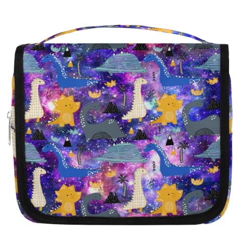 Dinosa Kulturbeutel für Damen, Herren, Kinder, Mädchen, Jungen, Galaxie-Dinosaurier-Make-up-Kosmetiktasche, hängende Kulturbeutel, Toilettenartikel, Organizer, Duschtasche, farbe, 4.5 L, von WowPrint