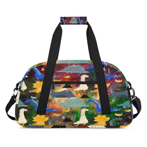 Dinosaurier-Cartoon-Weltraum-Kinder-Seesäcke für Mädchen Jungen, Muster Dinosaurier Übernachtung Weekender Reisetasche 24L Sport Gym Duffel Bag Praxis Tote Tragetasche, farbe, (24L) UK, von WowPrint