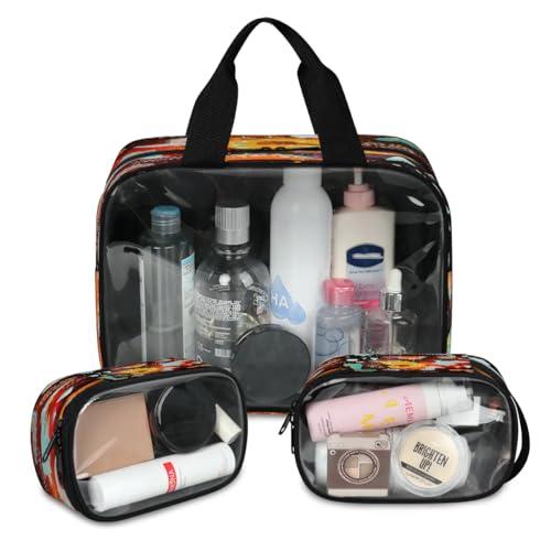Dinosaurier-Dinosa-Galaxie-Reise-Make-up-Tasche für Damen und Herren, Galaxie, durchscheinende Kosmetiktaschen, 3 Stück, große Duschtasche, Kulturbeutel, Kosmetik, Toilettenartikel, Organizer, farbe, von WowPrint