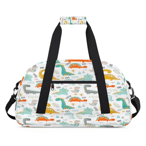 Dinosaurier-Muster Kinder Duffel Taschen für Mädchen Jungen, Niedliche Cartoon Dinosaurier Übernachtung Weekender Reisetasche 24L Sport Gym Duffel Bag Praxis Tote Tragetasche, farbe, (24L) UK, von WowPrint