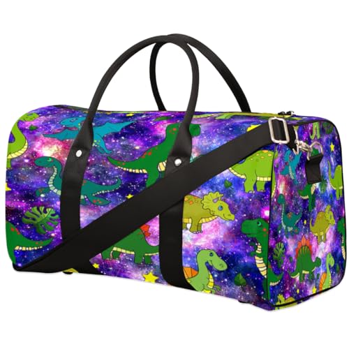 Dinosaurier-Reisetasche für Damen, Herren, Mädchen, Jungen, Dinosaurier, Galaxie, Wochenende, Übernachtung, 22,7 l, Tragetasche, Kabinengepäcktasche für Sport, Fitnessstudio, Yoga, farbe, 22.7 L, von WowPrint