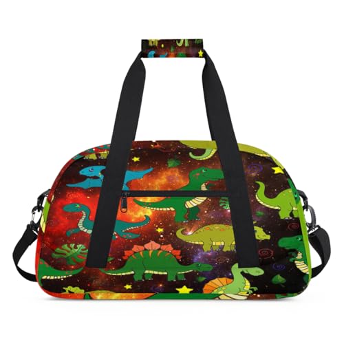 Dinosaurier Sterne Galaxy Kinder Duffel Taschen für Mädchen Jungen, Dinosa Kawaii Übernachtung Weekender Reisetasche 24L Sport Gym Duffel Bag Praxis Tote Tragetasche, farbe, (24L) UK, von WowPrint